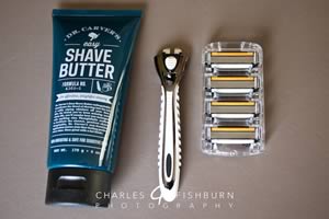 Dollar Shave Club shave butter, 4X handle and 4-blade razor cartridges