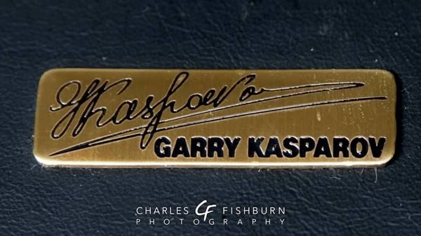 Kasparov Signature chess set box placard detail