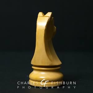 German Knight wooden chess set, white knight, back mane detail